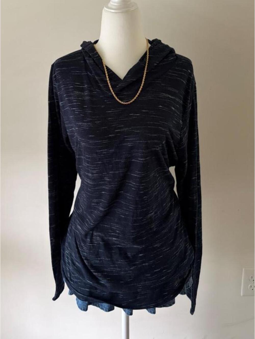 Y2K Nike Dri-Fit Navy Marled Hooded Long Sleeve Pullover Top